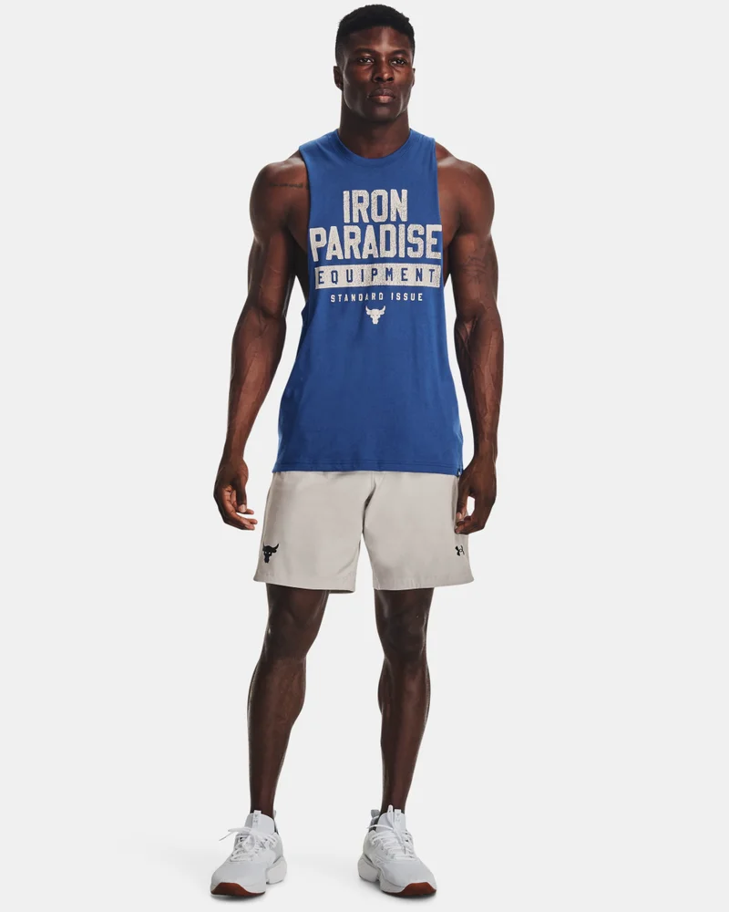 UNDER ARMOUR Blue Men's Project Rock Iron Muscle Tank Top for Men | Best Price UAE